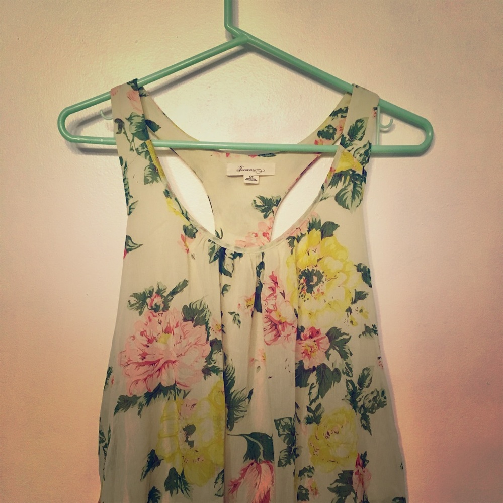 Forever 21 Floral Swing Racerback Tank